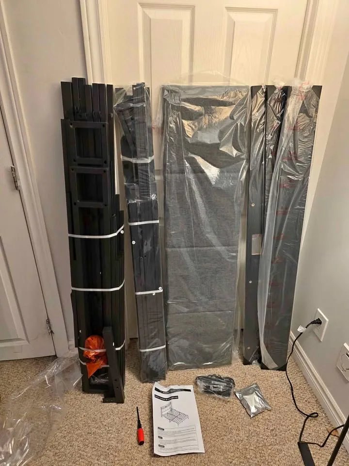 FOUBAM Queen Bed Frame – LED Lights + Charging – New thumbnail