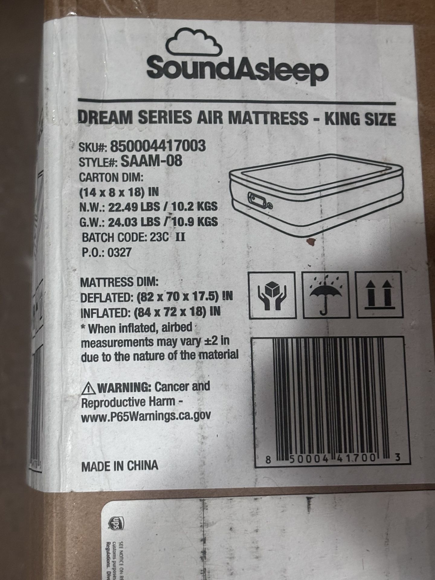 Never Used King Size Inflatable Air Mattress