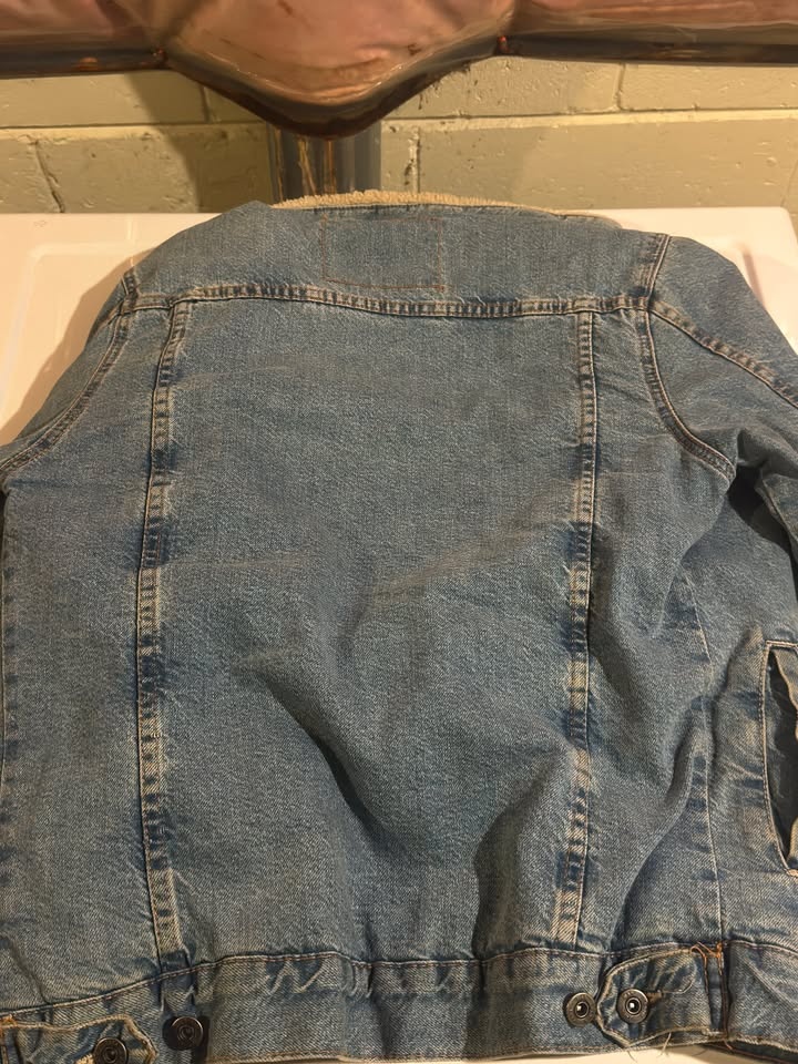 ZARA Blue Denim Sherpa-Lined Jacket - photo 4
