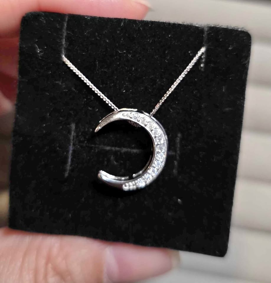 New Moissanite Moon Design Sterling Silver Pendant