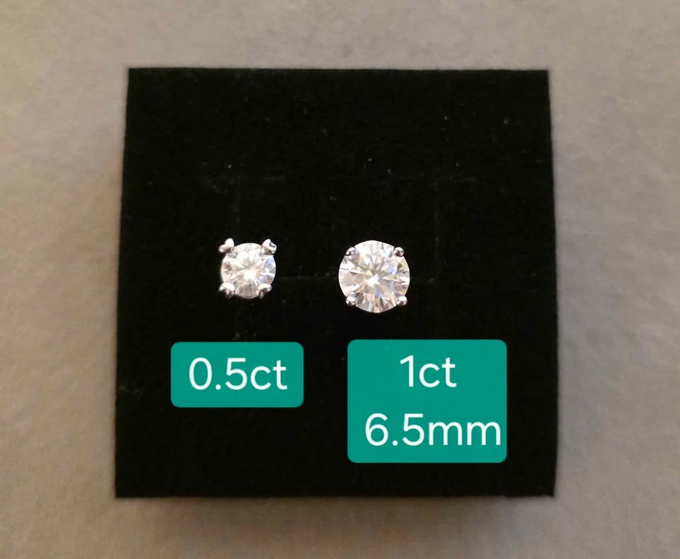 New Moissanite Heart Stud Earrings (0.5ct each) - photo 2