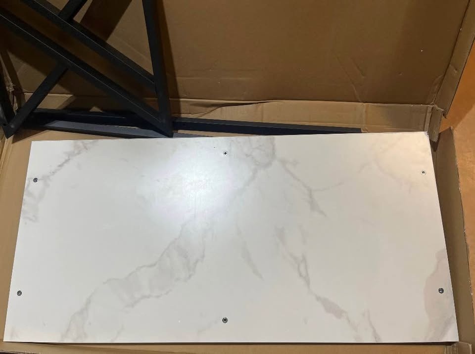 Wolawu White Faux Marble Coffee Table - Modern - photo 5