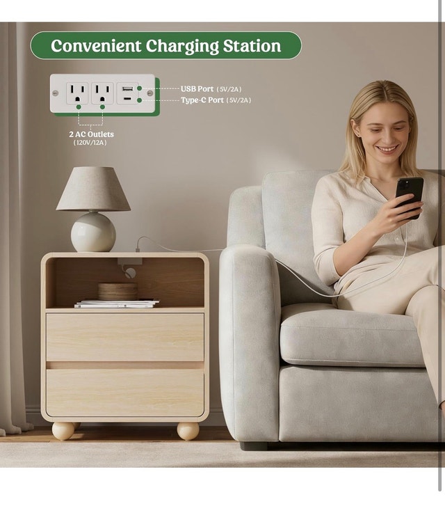 Modern Nightstand with Charging Station - New - photo 4