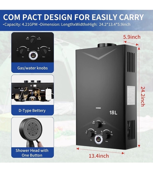 Brand New Tankless Water Heater 4.74GPM 18L Outdoor Gas - photo 2