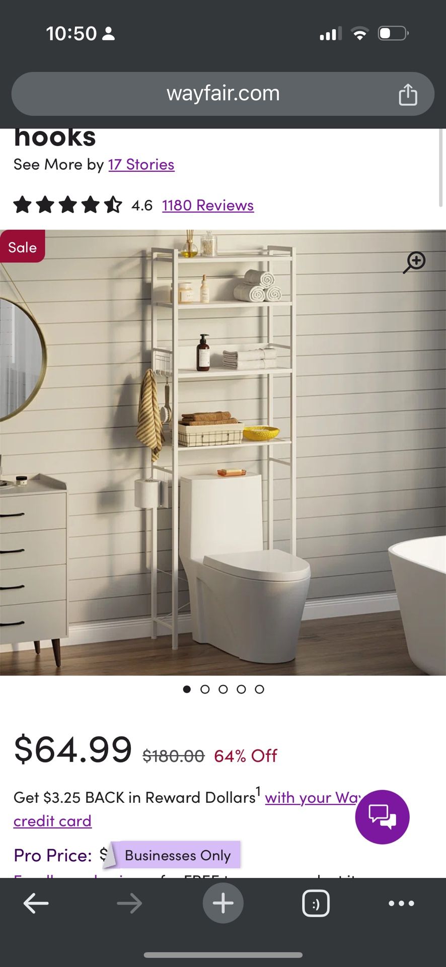 Calirose Over The Toilet Storage Shelf - White - photo 4