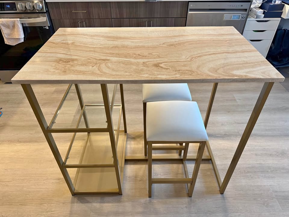 Wayfair 2 Person Dining Set - White & Gold - Moving Sale