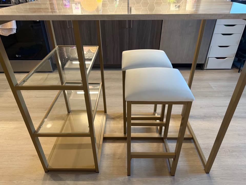 Wayfair 2 Person Dining Set - White & Gold - Moving Sale - photo 2