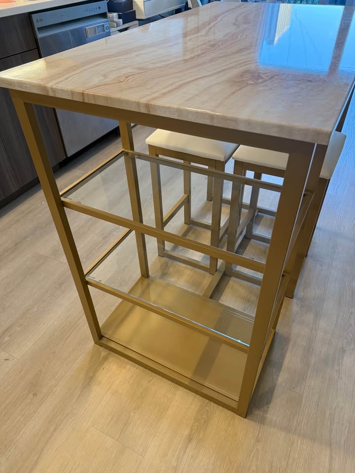 Wayfair 2 Person Dining Set - White & Gold - Moving Sale - photo 4