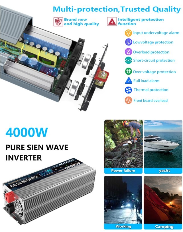 Pure Sine Wave Power Inverter 4000W 12V DC to AC 110V/120V - photo 5