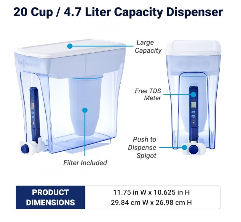 ZeroWater 20-Cup Water Filter Pitcher - 0 TDS - photo 3