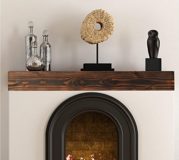 WELLAND 48" Fireplace Mantel Shelf - Real Wood - photo 2