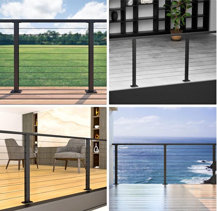 Level Drill Aluminum Cable Railing Post 36"X2"x2" Top Mount