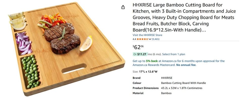 Large Bamboo Cutting Board with 3 Compartments - photo 2