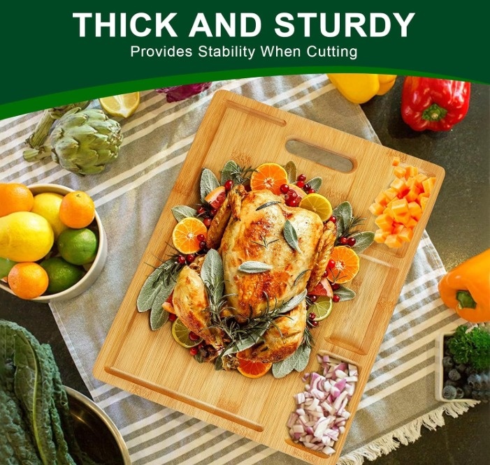 Large Bamboo Cutting Board with 3 Compartments - photo 3