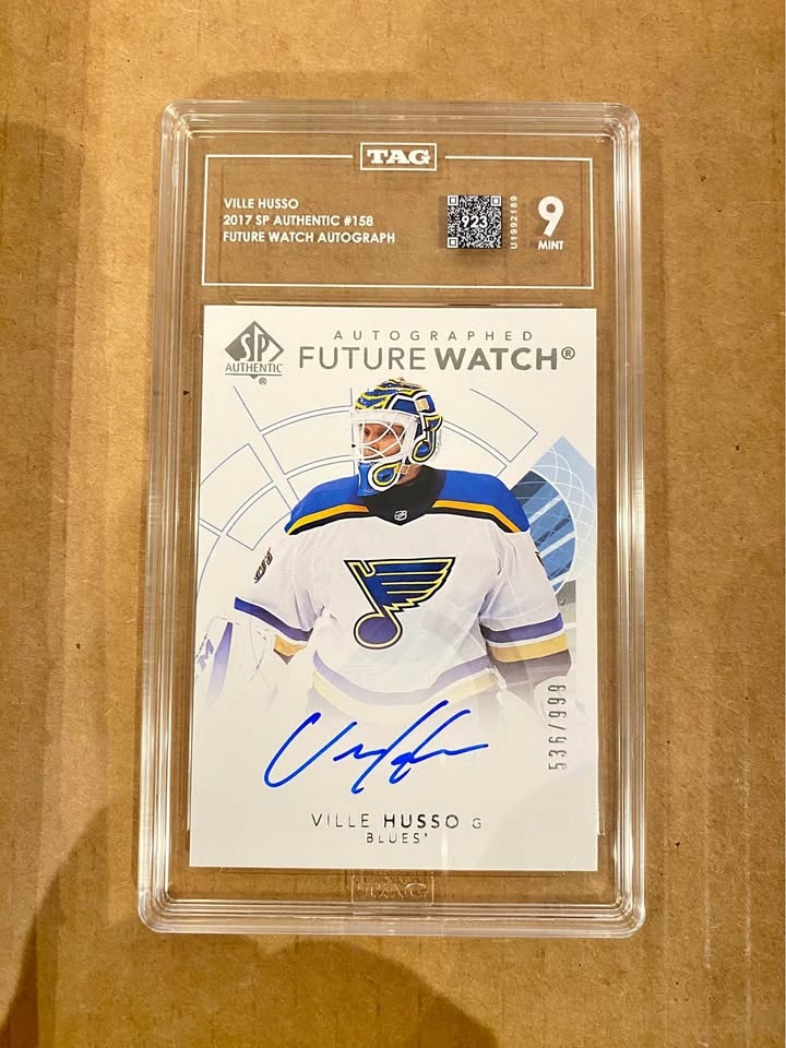 2017-18 SP Authentic Ville Husso Future Watch Auto Graded TAG 9