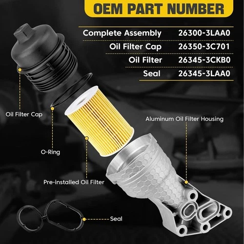 Aluminum Oil Filter Housing Kit for Hyundai/Kia - photo 3