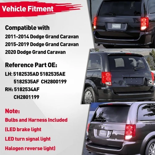 Left Driver Side LED Tail Light for 2011-2020 Dodge Grand Carava - photo 5
