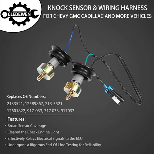 Dual Knock Sensors with Wiring Harness Kit for Chevy/GM - photo 2