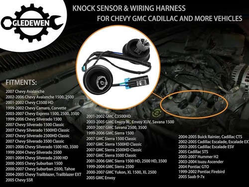 Dual Knock Sensors with Wiring Harness Kit for Chevy/GM - photo 3