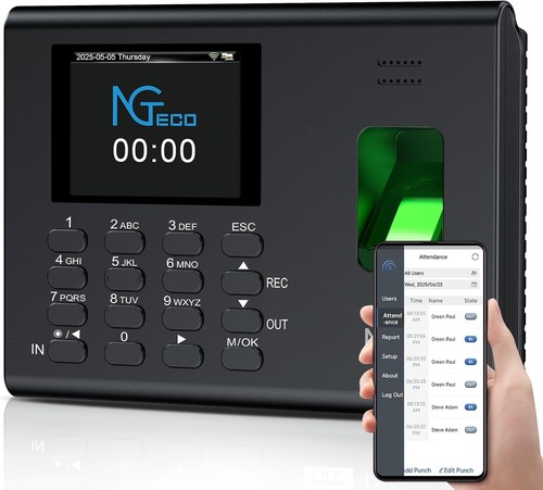 NGTeco Time Clock for Small Business, WiFi Fingerprint