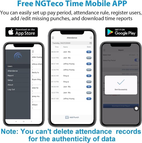 NGTeco Time Clock for Small Business, WiFi Fingerprint - photo 2