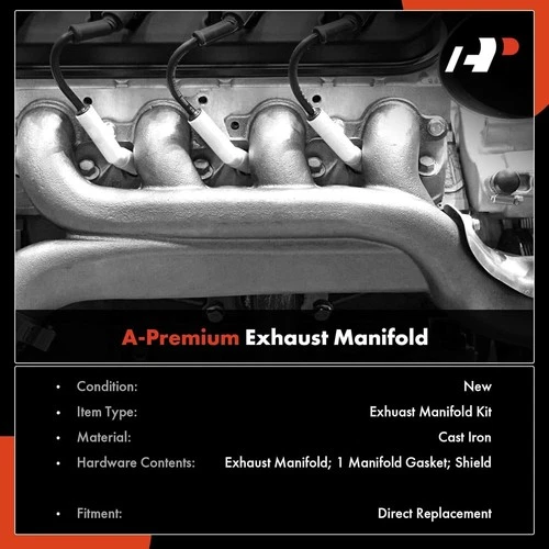 A-Premium Right Side Engine Exhaust Manifold w/ Gasket & Heat Sh - photo 2