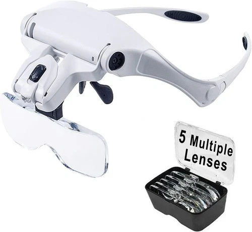 Magnifying Glasses Headset With Light and 5 Lenses