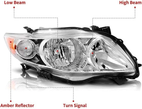 Driver & Passenger Headlights for 09-10 Toyota Corolla - photo 4