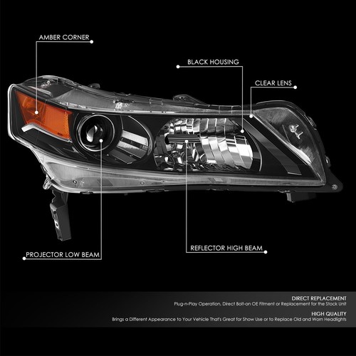 DNA MOTORING Right OE Style Projector Headlight for 12-14 Acura - photo 2