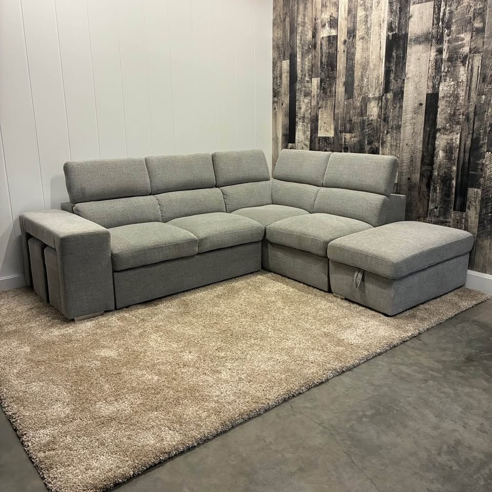 Grey Sleeper Sectional with Storage & Foot Stools - photo 3
