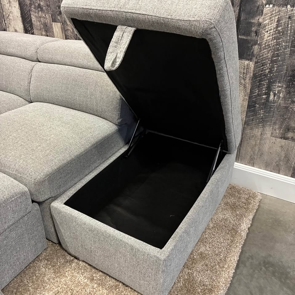 Grey Sleeper Sectional with Storage & Foot Stools - photo 4