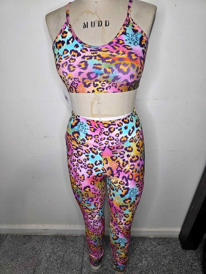 Tigresa Animal Print Sportswear Set - Multicolor & Yellow