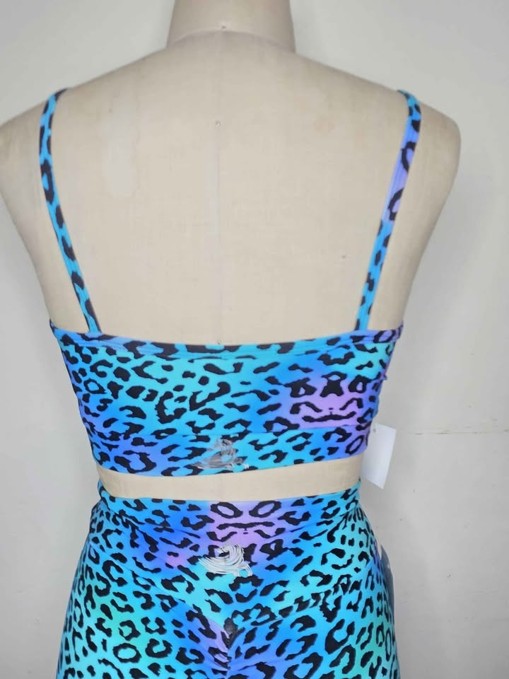 Leopard Print Leggings or Shorts Set with Top (Light Blue) - photo 4