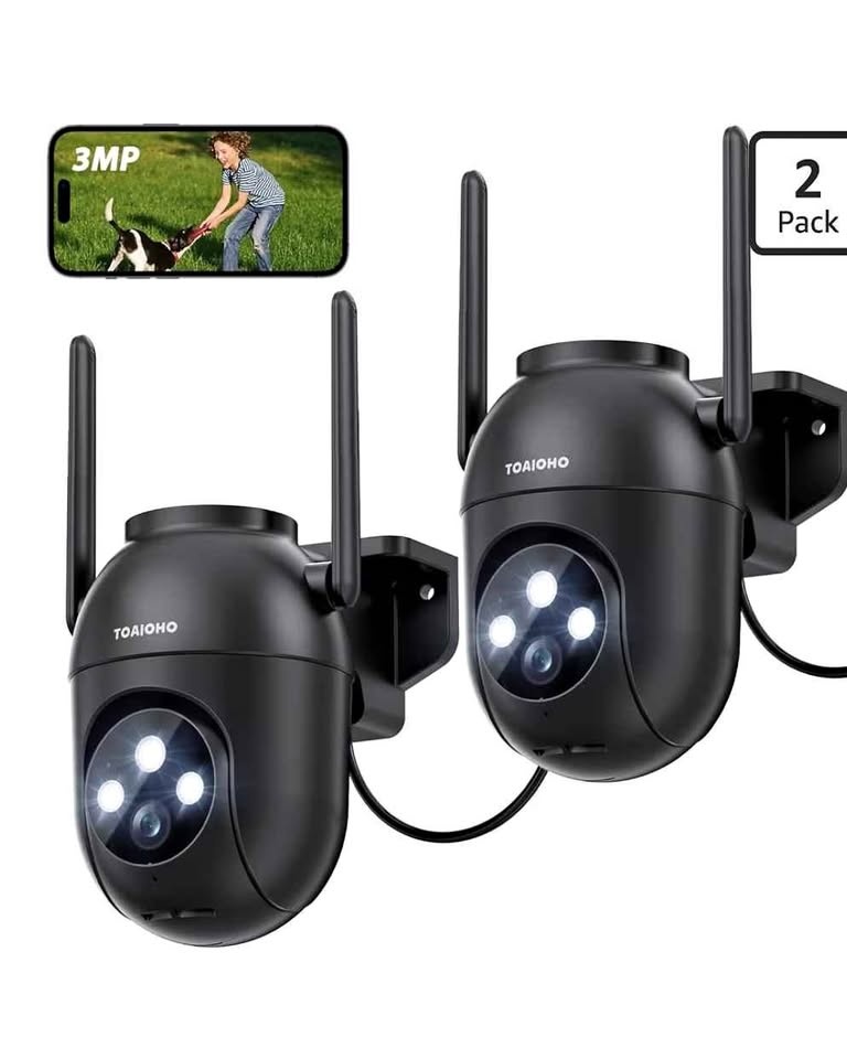 2 Outdoor Wired Security Cameras - 3MP Home Security Camera