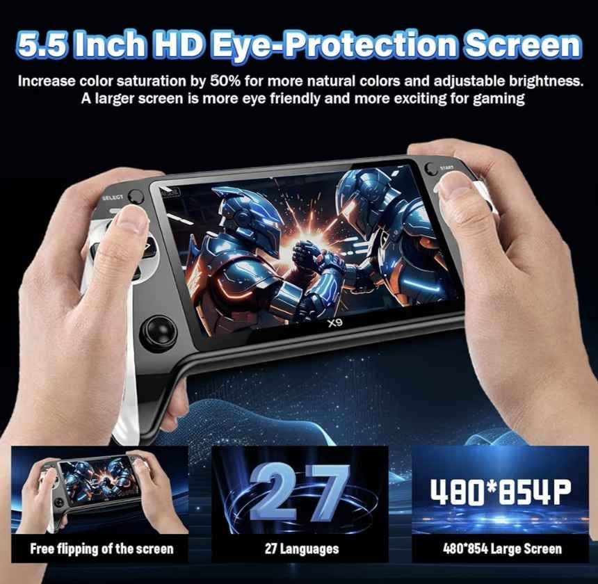 X9 Retro Handheld Game Console 5.5" HD IPS Screen - photo 4