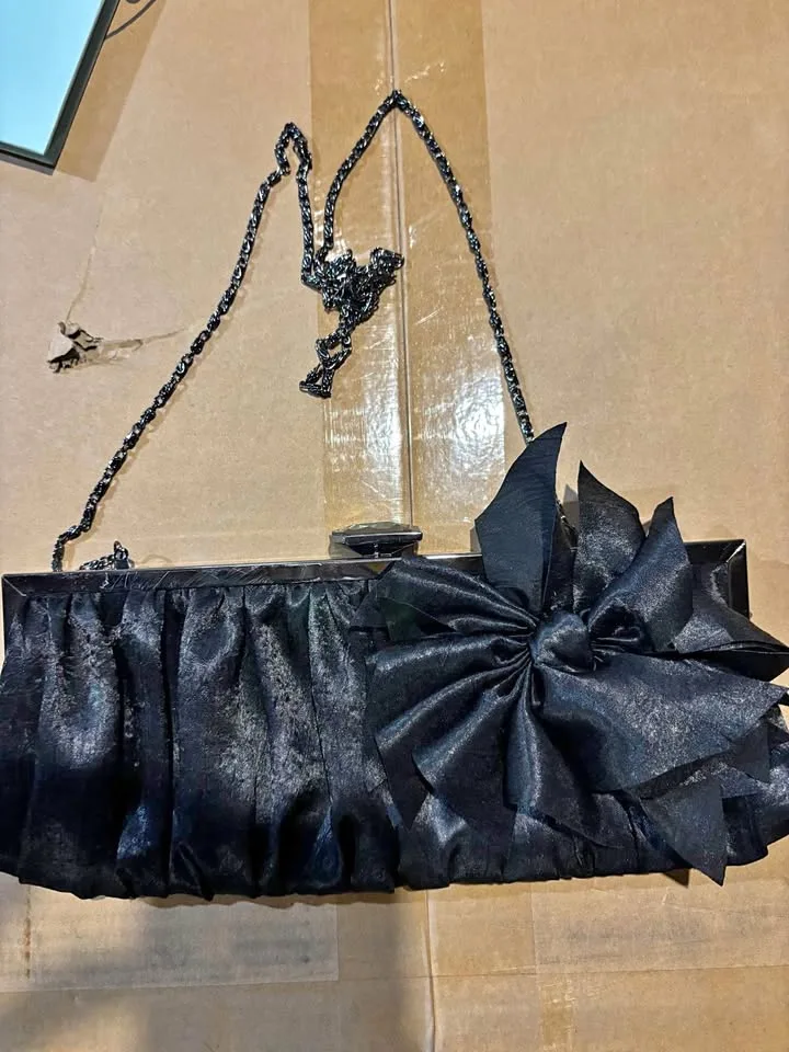 Le Chateau black clutch with strap thumbnail