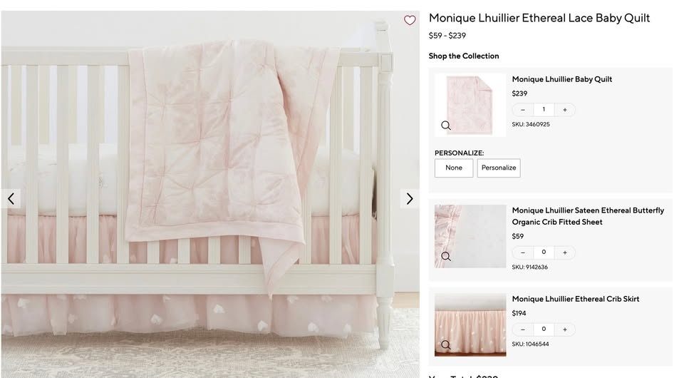 Pottery Barn Kids Monique Lhuillier Crib Bedding Set - photo 4