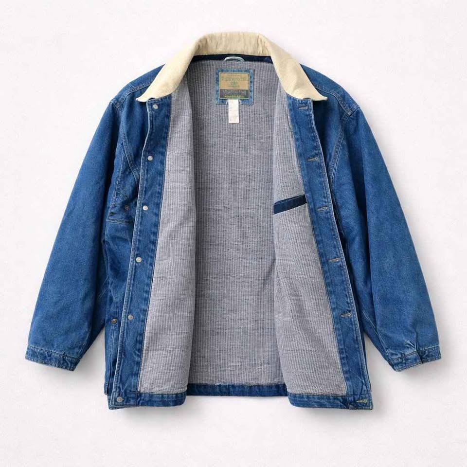 Vintage Denim Chore Coat. Insulated. Men's Oversize Med. Fits L. - photo 2