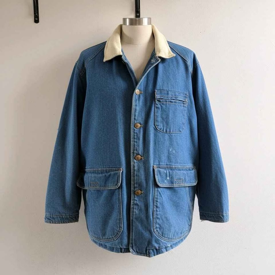 Vintage Denim Chore Coat. Insulated. Men's Oversize Med. Fits L. - photo 5