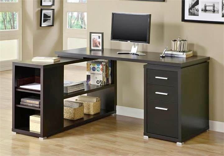 Monarch Cappuccino Hollow-Core L-Shaped Desk