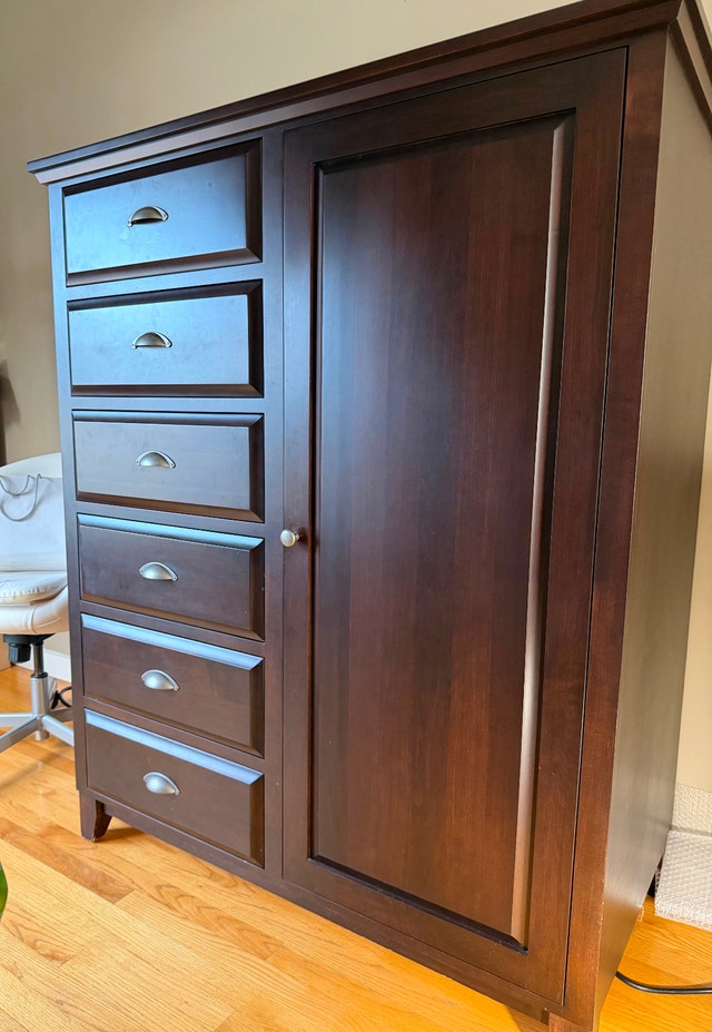 Wooden Wardrobe Cabinet with Drawers - Excellent Condition - photo 2