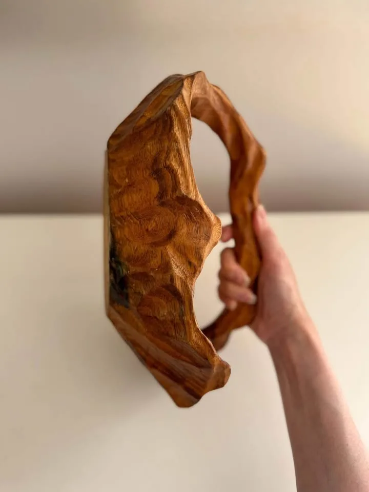 Vintage MCM Carved Wood Basket Bowl image indicator(6)