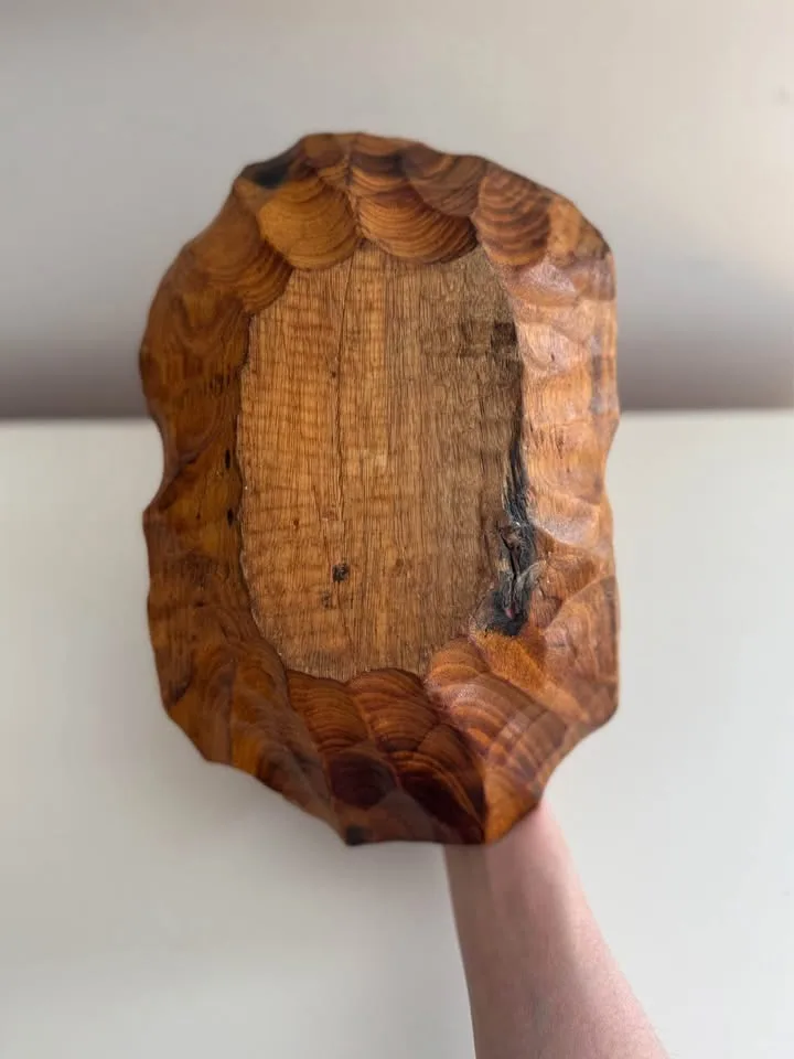 Vintage MCM Carved Wood Basket Bowl image indicator(7)