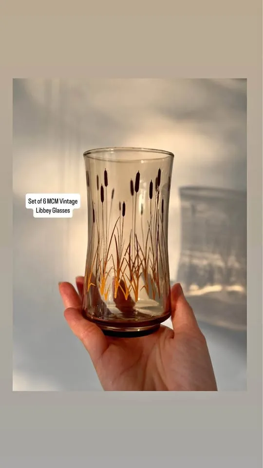 Vintage Libbey Glass Set | Cattail Tumblers (Set of 6) thumbnail