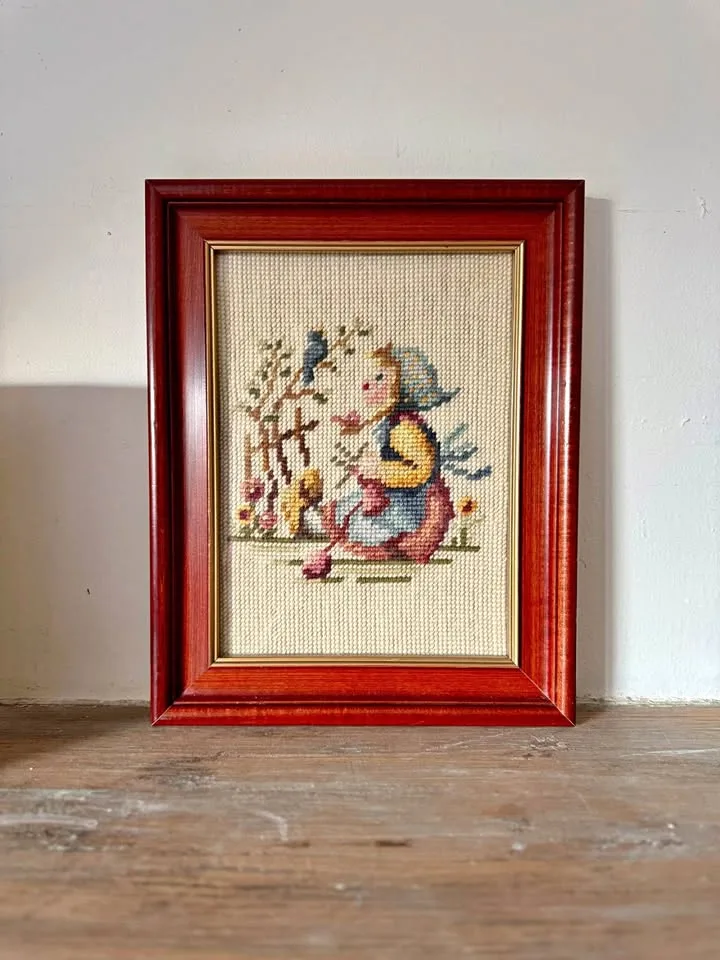 Charming Vintage Needlepoint Wall Art thumbnail