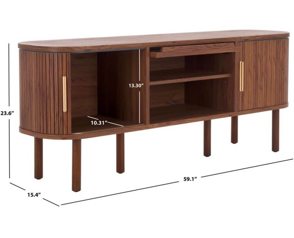 Safavieh Tealla Media Stand - Walnut & Gold (Mid-Century Modern) - photo 3