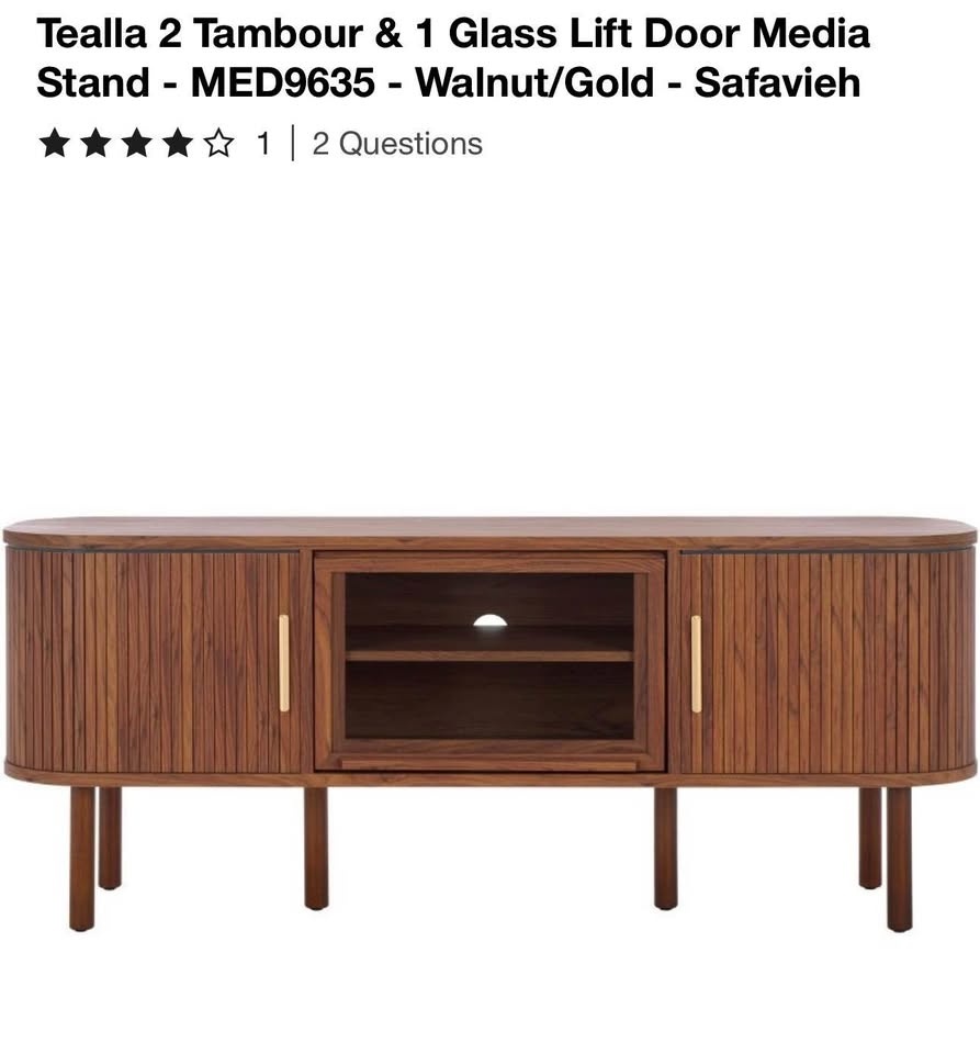 Safavieh Tealla Media Stand - Walnut & Gold (Mid-Century Modern) - photo 4