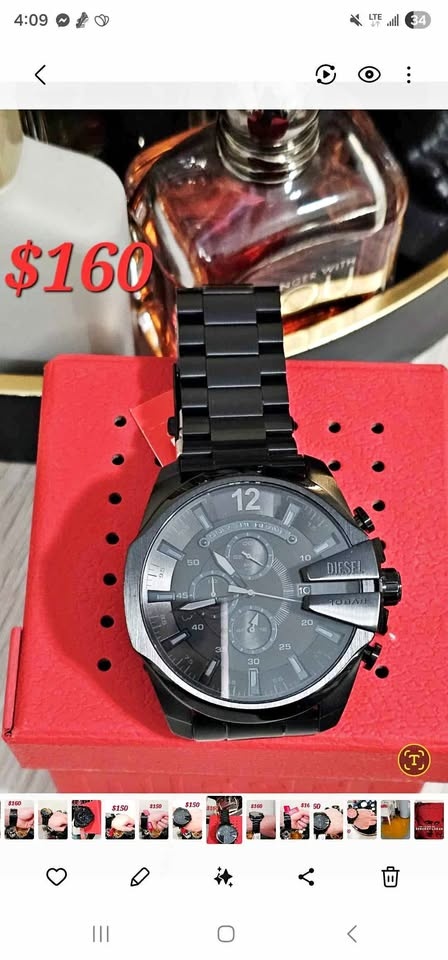 Diesel Men’s Black Chronograph Watch – New with Tag