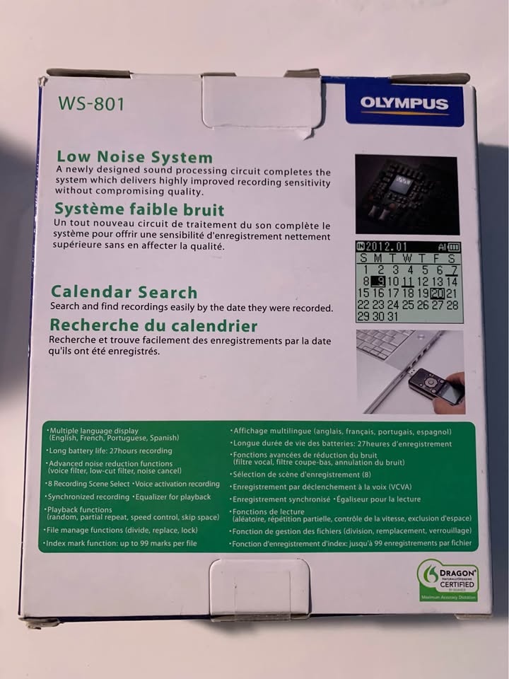 Olympus WS-801 Digital Voice Recorder - photo 2