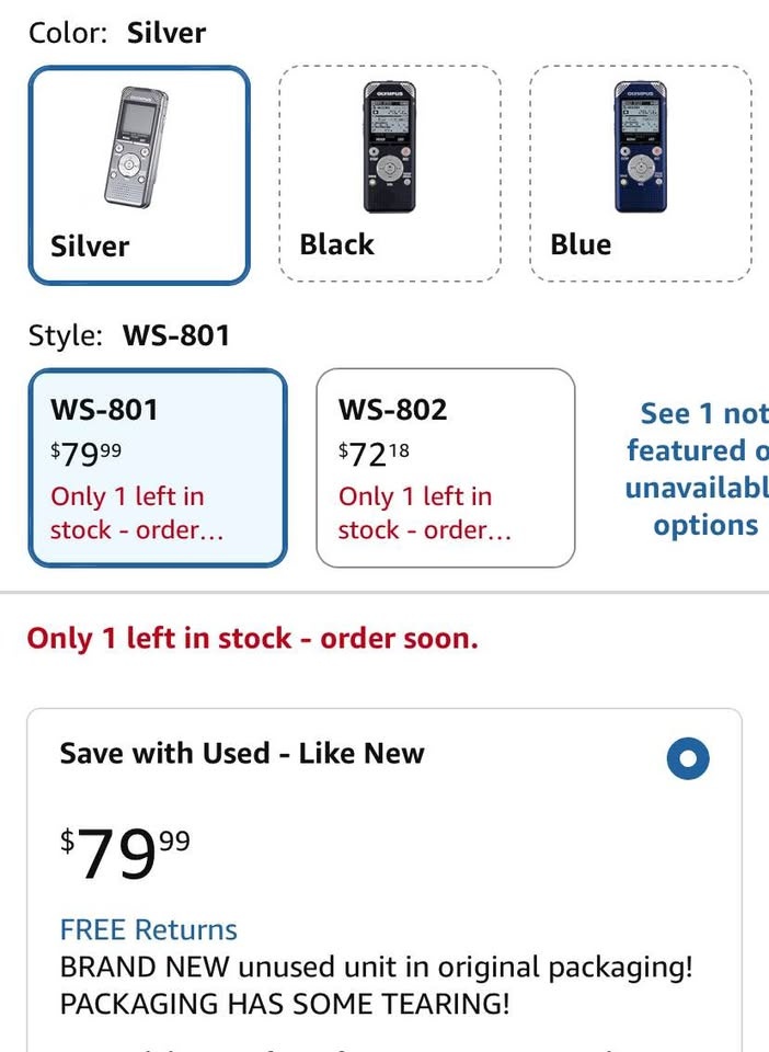 Olympus WS-801 Digital Voice Recorder - photo 3